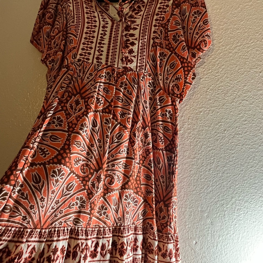 Knox Rose Orange and Brown Patterned Dress NWT
